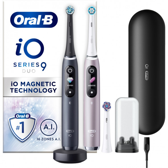 Набор из 2-х электрических зубных щеток Oral-B iO Series 9 Duo, Black Onyx и Rose Quartz в Перми