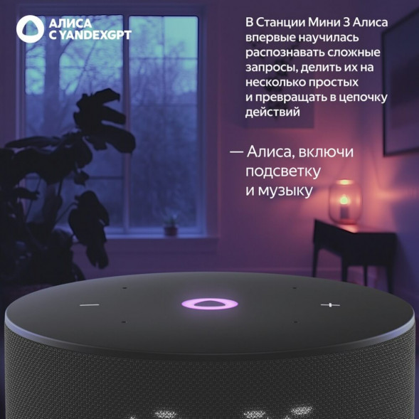 Умная колонка Яндекс Станция Мини 3 c Алисой на YandexGPT, чёрная в Перми
