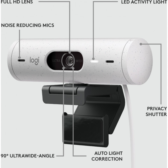 Веб-камера Logitech Brio 500, белый в Перми