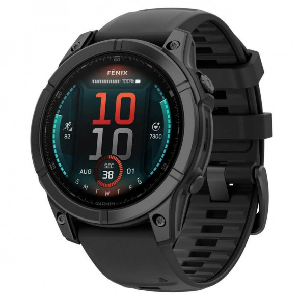 Умные часы Garmin Fenix E 47мм Amoled Slate Grey Steel с чёрным силиконовым ремешком 010-03025-01 в Перми