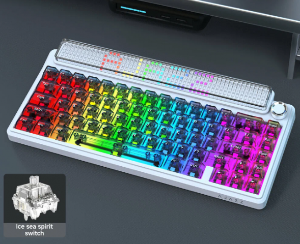 Беспроводная игровая механическая клавиатура Ajazz Pixel 68, 8K, Hot-Swap, RGB, с матричным LED экраном в Перми