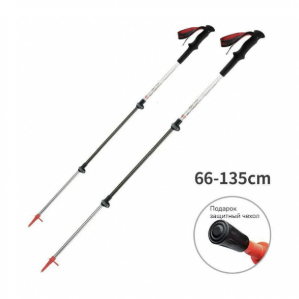 Треккинговая палка Naturehike 135 см, 1 шт., белый/красный в Перми