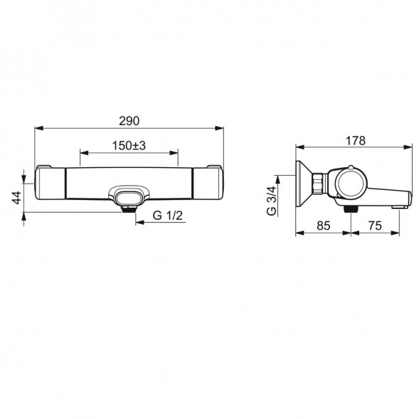 Термостатический смеситель Oras Nova ECO (7462G-33), черный матовый в Перми