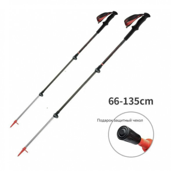 Треккинговая палка Naturehike 135 см, 1 шт., черный/красный в Перми