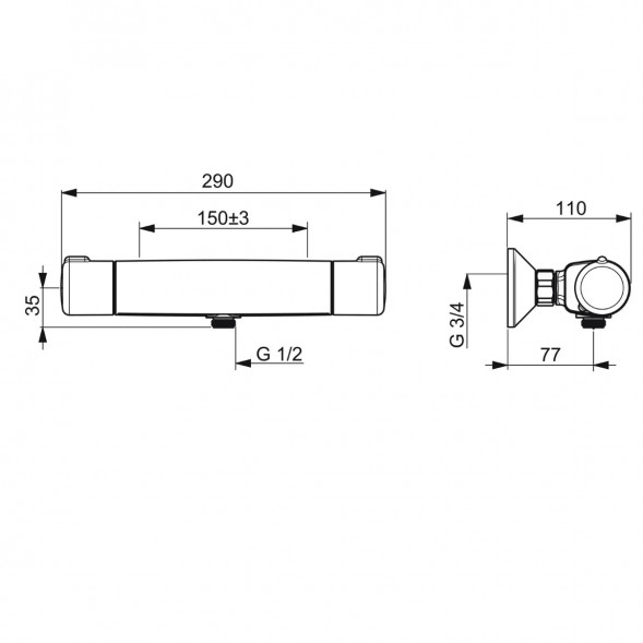 Термостатический смеситель для душа Oras Nova (7460-33), матовый чёрный в Перми