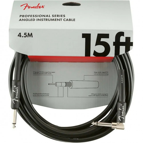 Инструментальный кабель Fender Professional Series 15 ft, 4.5 м, jack 6.3, черный в Перми