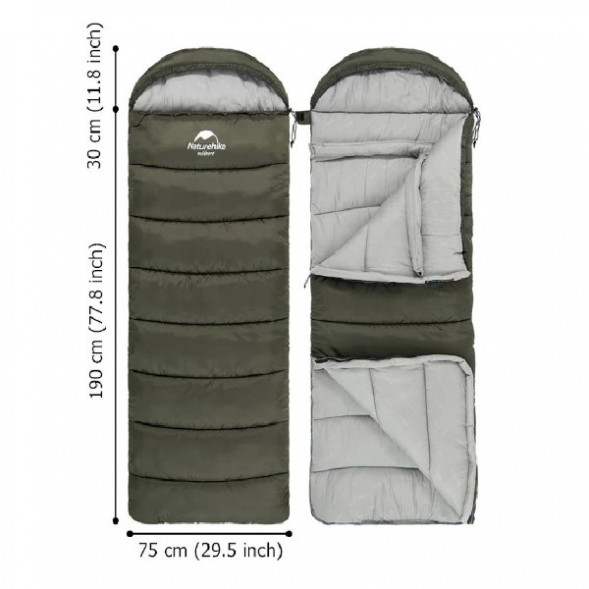 Спальный мешок Naturehike U350S (Правый), коричневый в Перми