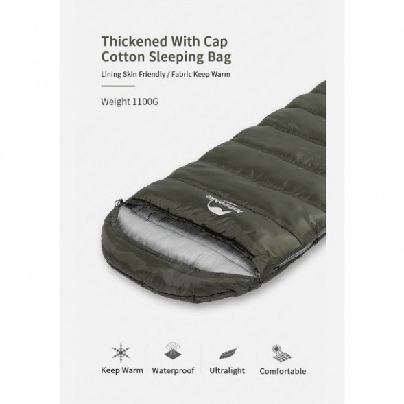 Спальный мешок Naturehike U350S (Правый), коричневый в Перми