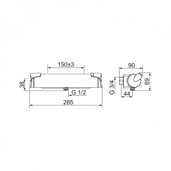Термостатический смеситель для душа Oras Optima (7160), хром в Перми
