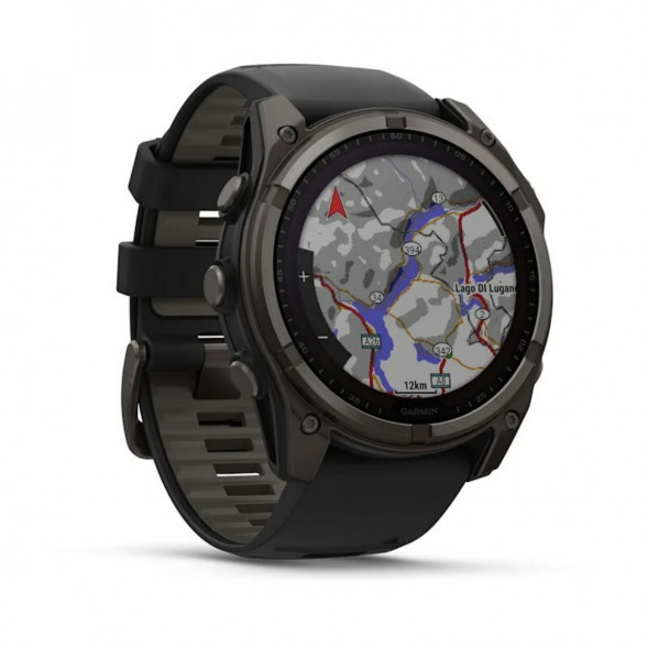 Умные часы Garmin Fenix 8, 51 мм, Solar, Sapphire Carbon Gray DLC Titanium with Black/Pebble Gray Silicone 010-02907-10 в Перми