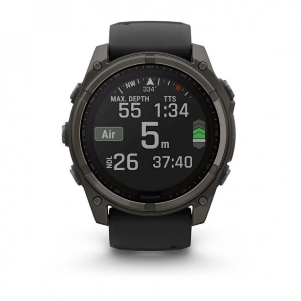 Умные часы Garmin Fenix 8, 51 мм, Solar, Sapphire Carbon Gray DLC Titanium with Black/Pebble Gray Silicone 010-02907-10 в Перми