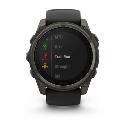 Умные часы Garmin Fenix 8, 51 мм, Solar, Sapphire Carbon Gray DLC Titanium with Black/Pebble Gray Silicone 010-02907-10