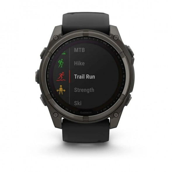 Умные часы Garmin Fenix 8, 51 мм, Solar, Sapphire Carbon Gray DLC Titanium with Black/Pebble Gray Silicone 010-02907-10 в Перми