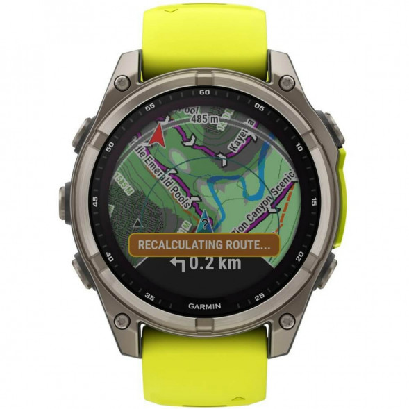 Умные часы Garmin Fenix 8, 51 мм, Solar, Sapphire Titanium with AMP Yellow/Graphite Silicone Band 010-02907-20 в Перми