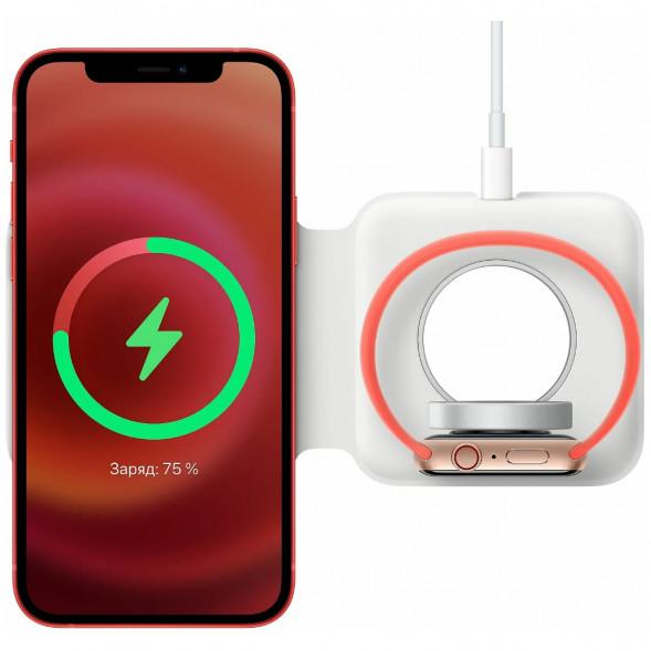 Двойное зарядное устройство Apple MagSafe Duo Charger MHXF3AM/A, белый в Перми