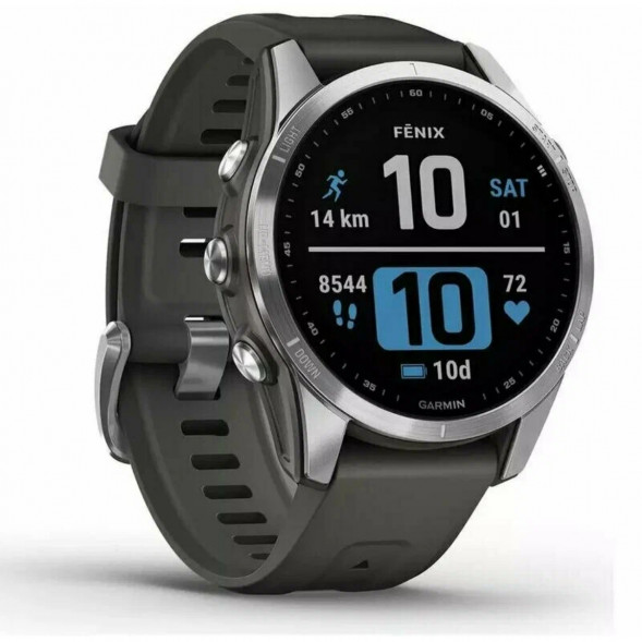 Умные часы Garmin Fenix 7s серебристый с графитовым силиконовым ремешком 010-02539-01 в Перми