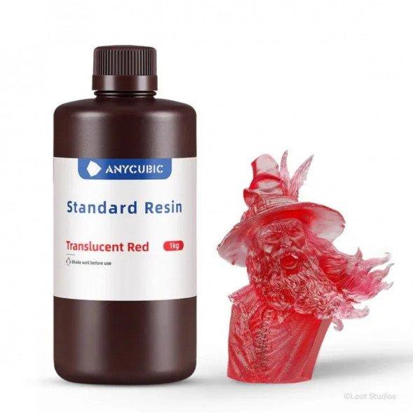 Фотополимерная смола Anycubic Standard Resin для 3D принтера Полупрозрачный красный (Tran-Red), 1 кг в Перми