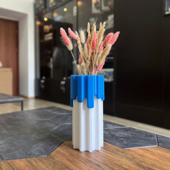 Ваза HatRom Drip, белый-синий в Перми